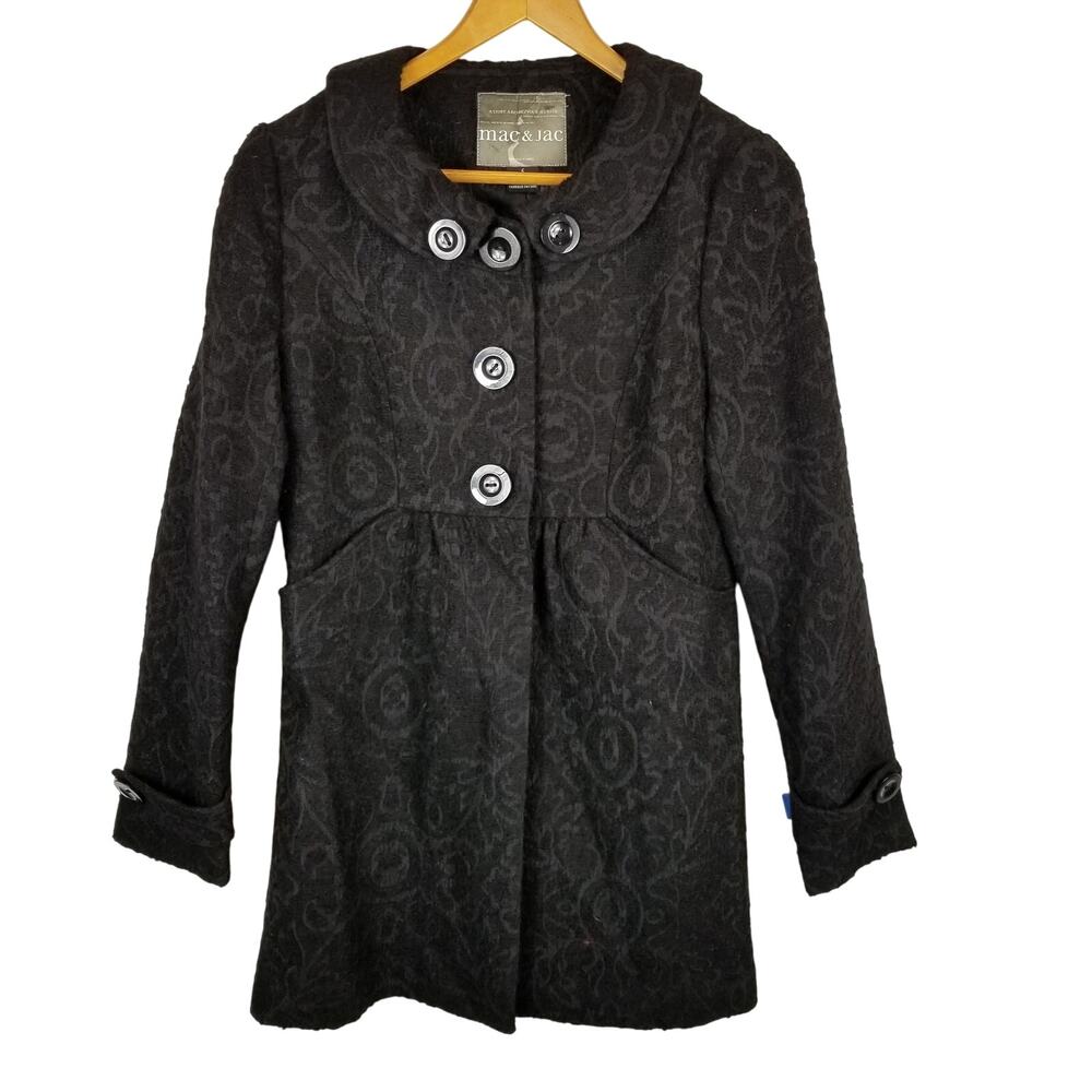 Mac & Jac Black Jacquard Coat Size 6